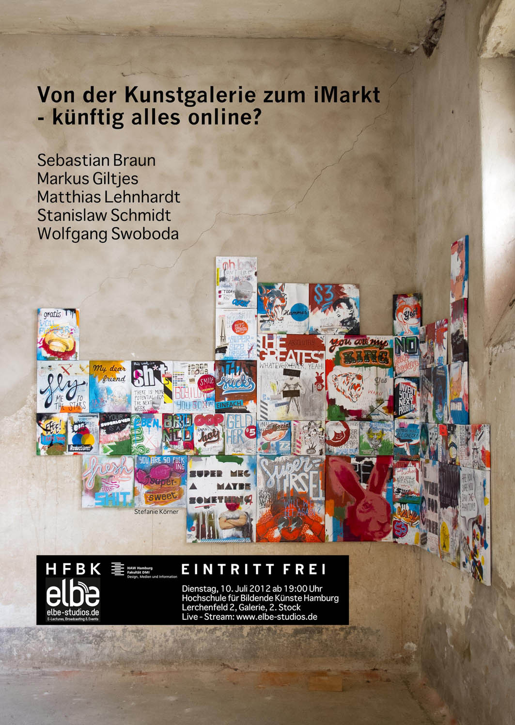 Plakat zum ELBE-Event “Von der Kunstgalerie zum iMarkt - knftig alles online? © ELBE-Studios